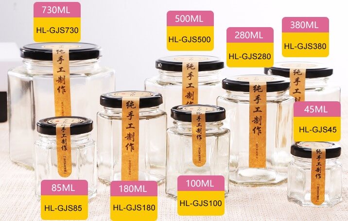 Hexagon Honey Jars, China Honey Jars Manufacturers,  Glass Honey Jars Manufacturers