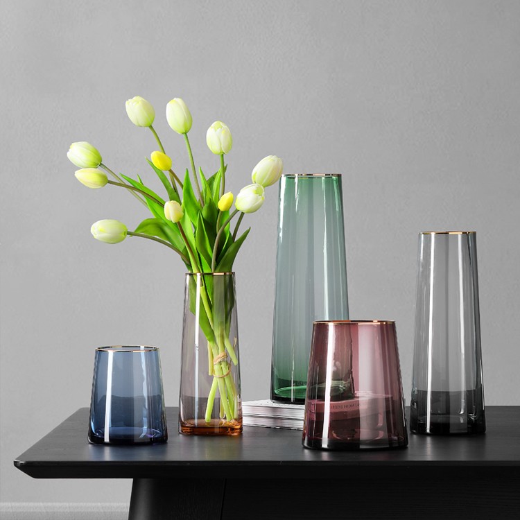 Colored transparent glass vase