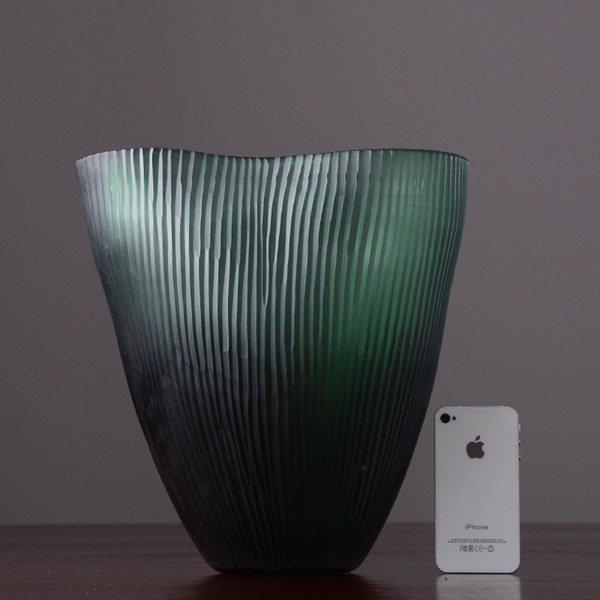 Green glass large vase