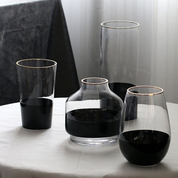 Black and white glass vase