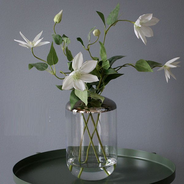 Electroplated silver glass vase